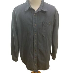 Duluth Trading Co Tradesmen‎ Fleece Shirt Jacket XL Tall Button Blue Gray Cotton